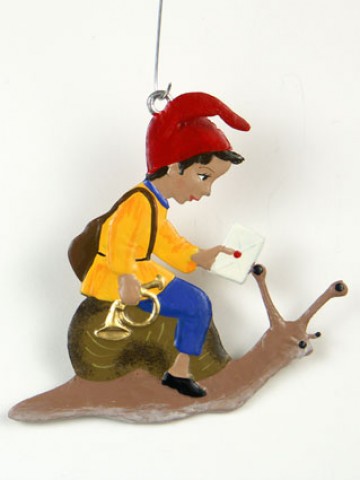 Boy with Snail Mail Hanging Ornament Wilhelm Schweizer 