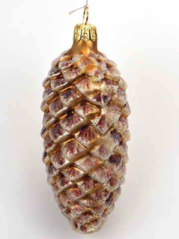 Frosted Mouth Blown Glass Ornament 'Pine Cone' 