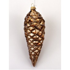 Frosted Mouth Blown Glass Ornament 'Pine Cone' 
