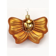 Mouth Blown Glass Ornament 'Gold Bow Ornament' 