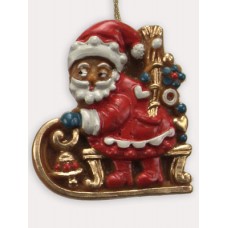 Wax Ornament Hand Painted 'Santa on His Sleigh' 