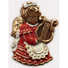Wax Ornament Hand Painted 'Angel Playing the Harp' 