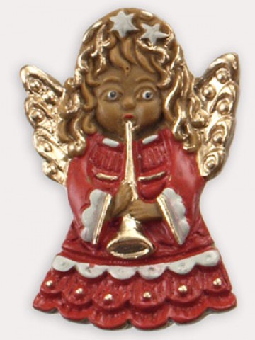 Wax Ornament Hand Painted 'Angel with Horn' 