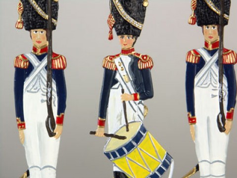 French Guard Drummers Standing Pewter Wilhelm Schweizer 