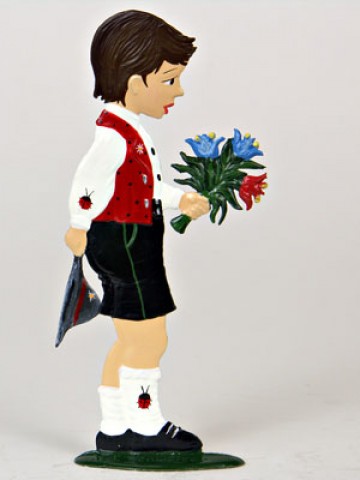 Bavarian Boy Congratulations Standing Pewter Wilhelm Schweizer