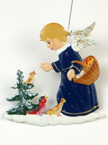 Angel Feeding Birds Christmas Pewter Wilhelm Schweizer