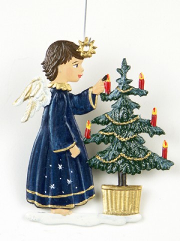Angel schmueckt Baum Christmas Pewter Wilhelm Schweizer