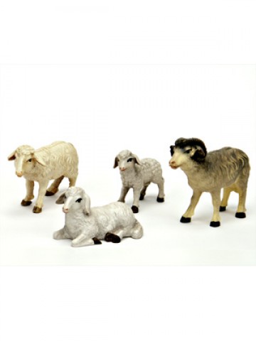 TEMPORARILY OUT OF STOCK Set of Four Handcarved Wooden Sheep - MD