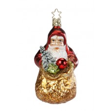 Inge-Glas German Glass Ornament Santa Claus with Gold Bag 
