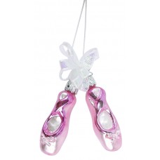 Inge-Glas German Glass Ornament Pink Ballet Slippers  