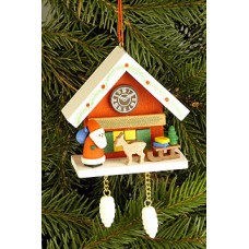 Christian Ulbricht German Ornament Cuckoo Clock Red with Santa - TEMPORARILY OUT OF STOCK