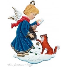 Angel with Fox and Hedgehog 2014 Christmas Pewter Wilhelm Schweizer