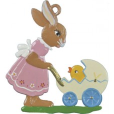 Wilhelm Schweizer Easter Oster Pewter Bunny with Stroller