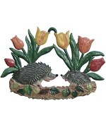 Wilhelm Schweizer Easter  Oster Pewter Hedgehogs under Tulips