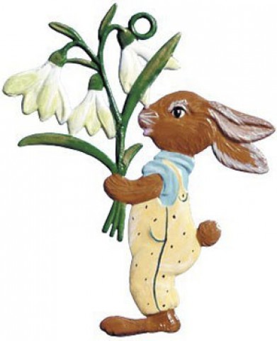 Wilhelm Schweizer Easter Oster Pewter Bunny Holding Flowers