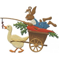 Wilhelm Schweizer Easter Oster Pewter Goose Pulling Bunny