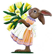 Wilhelm Schweizer Easter Oster Pewter Anno 1998 Bunny with Tulips