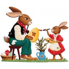 Wilhelm Schweizer Easter Ostern Pewter Anno 2010 Bunnies Painting - TEMPORARILY OUT OF STOCK
