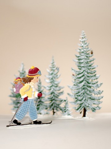 Girl Skiing Set Christmas Pewter Wilhelm Schweizer - TEMPORARILY OUT OF STOCK
