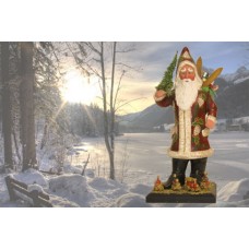 TEMPORARILY OUT OF STOCK - Ino Schaller Paper Machee Santa with Ski and Tree