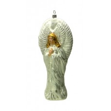 Mouth Blown Glass Ornament 'White Angel' 