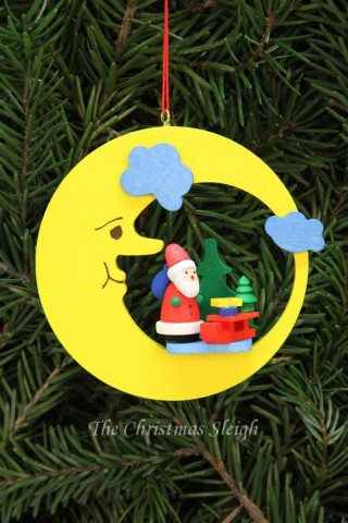 Christian Ulbricht German Ornament Santa with Sled in Moon - TEMPORARILY OUT OF STOCK