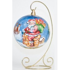 Mouth Blown Glass Ornament 'Santa going down the Chimney' 