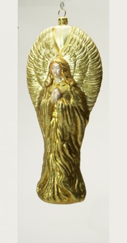 Mouth Blown Glass Ornament 'Gold Angel' 