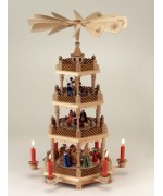TEMPORARILY OUT OF STOCK <BR><BR> Tall Stained with Painted Figurines German Pyramid