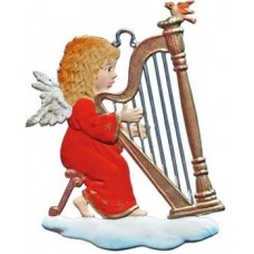 Angel Playing Harp Christmas Pewter Wilhelm Schweizer