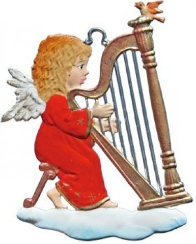 Angel Playing Harp Christmas Pewter Wilhelm Schweizer