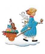Angel Pulling Wagon Christmas Pewter Wilhelm Schweizer Anno 2008 - TEMPORARILY OUT OF STOCK