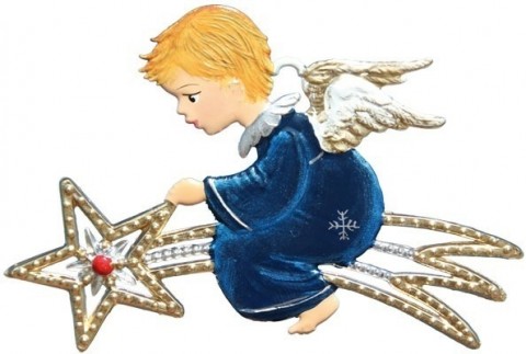 Angel riding a Star Christmas Pewter Wilhelm Schweizer