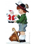 Bavarian Boy with Santa Christmas Pewter Wilhelm Schweizer - TEMPORARILY OUT OF STOCK