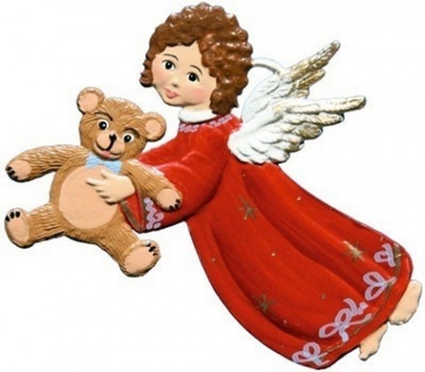 Angel holding a teddy Christmas Pewter Wilhelm Schweizer