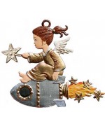 TEMPORARILY OUT OF STOCK - Angel on a Rocket Christmas Pewter Wilhelm Schweizer