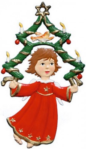 Angel with Tree Christmas Pewter Wilhelm Schweizer