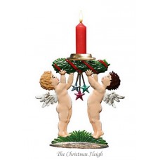 Cherubs with Candle Wreath Christmas Pewter Wilhelm Schweizer