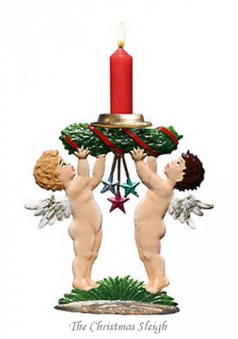 Cherubs with Candle Wreath Christmas Pewter Wilhelm Schweizer