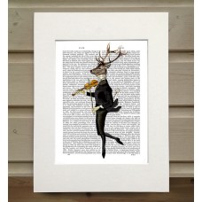Dancing Deer with Violin FabFunky Book Print - TEMPORARILY OUT OF STOCK
