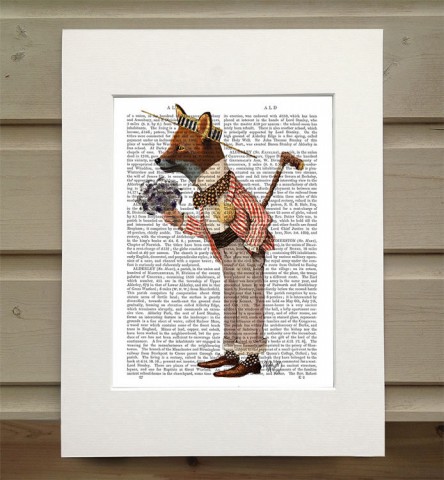 Fox in Boater FabFunky Book Print - TEMPORARILY OUT OF STOCK