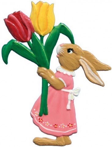 Wilhelm Schweizer Easter Oster Pewter Bunny with Flowers