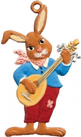 Wilhelm Schweizer Easter Oster Pewter Bunny Playing the Banjo