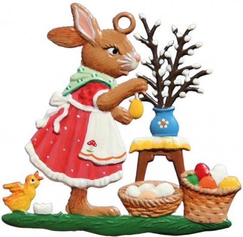 Wilhelm Schweizer Easter Oster Pewter Bunny with Easter Tree 