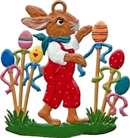 Wilhelm Schweizer Easter Oster Pewter Bunny with Egg Trees