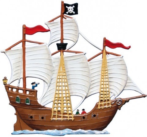 Pirate Ship Standing Pewter Wilhelm Schweizer 