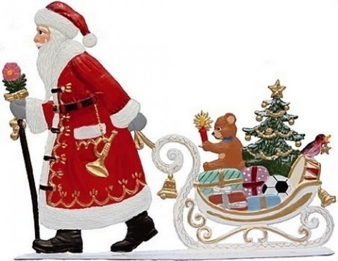 Santa Pulling Sleigh with Toys Anno 1995 Christmas Pewter Wilhelm Schweizer