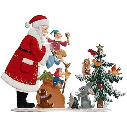 Santa with Faithful Friends 4.25"x 2.75" WILHELM SCHWEIZER GERMAN ZINNFIGUREN 