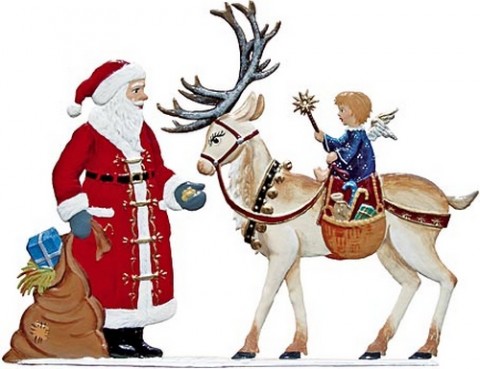 Santa with Reindeer Anno 2004 Christmas Pewter Wilhelm Schweizer