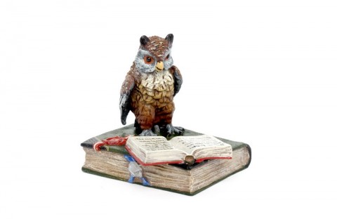 Vienna Bronze Owl on Book
